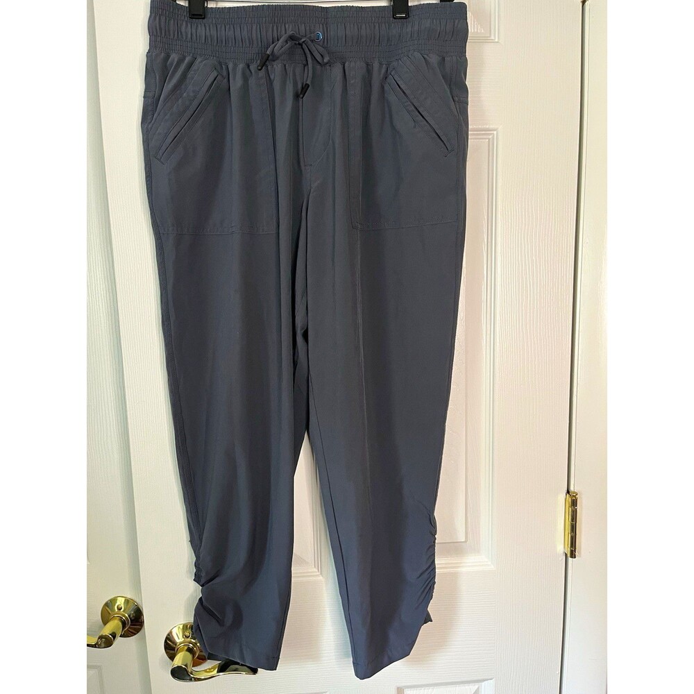 prAna Gray Pull-On Pants Drawstring Elastic Waist Pockets Recycled Polyester S